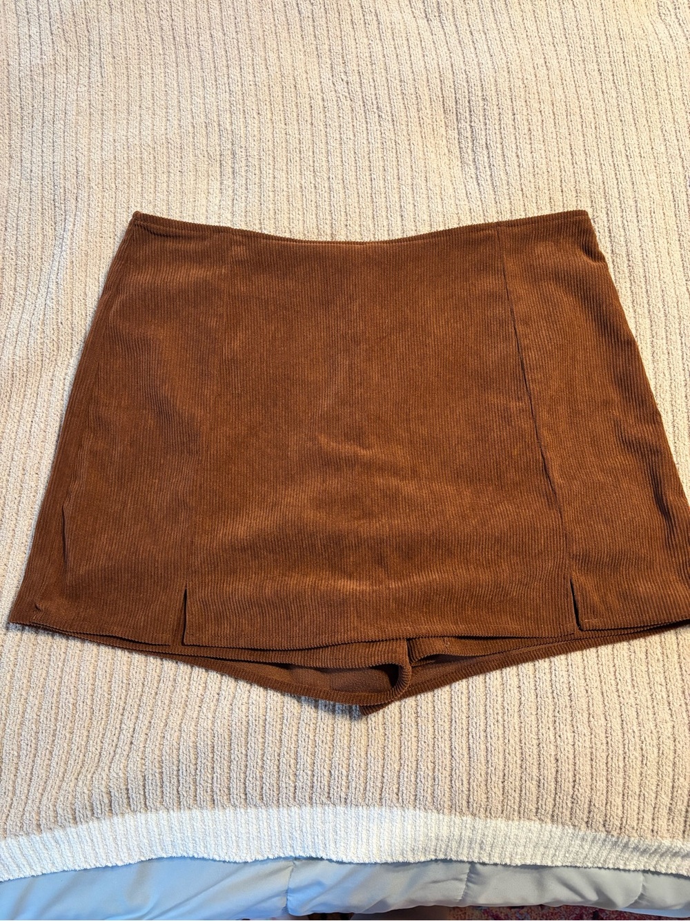 Cider Brown Ribbed Mini Skort